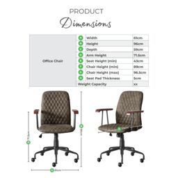 FurnitureboxUK Apres Warm Grey Faux Leather Office Chair - thumbnail 8