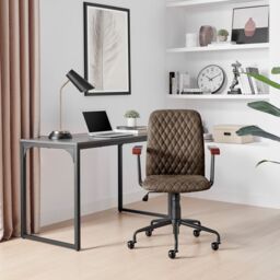 FurnitureboxUK Apres Warm Grey Faux Leather Office Chair - thumbnail 3