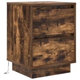 Berkfield Home Bedside Cabinets with LED Lights¬†2 pcs Smoked Oak 38x34x50 cm - Size: 38 x 34 x 50 cm - thumbnail 7