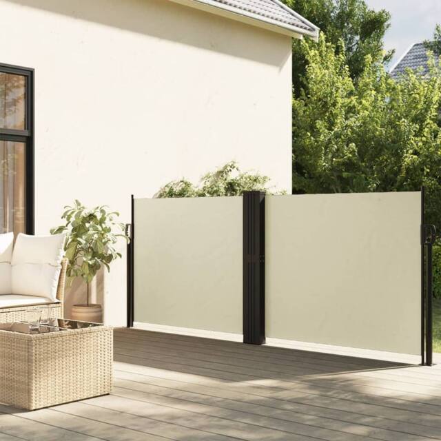Berkfield Home Retractable Side Awning Cream 140x1000 cm - image 1