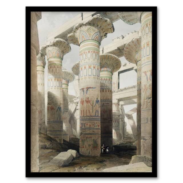 Artery8 Karnak Temple Great Hypostyle Hall Roberts Framed Wall Art Print in Beige - Size: A4 - image 1