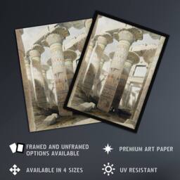 Artery8 Karnak Temple Great Hypostyle Hall Roberts Framed Wall Art Print in Beige - Size: A4 - thumbnail 2