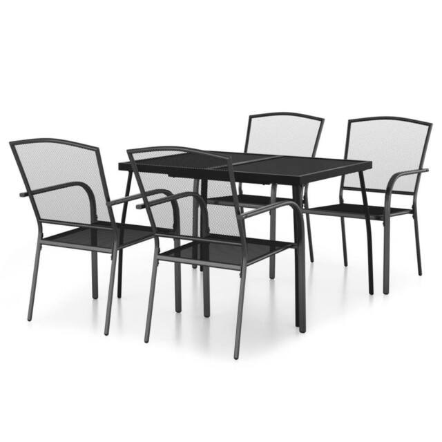 Berkfield Home 5 Piece Garden Dining Set Anthracite Steel in Black - image 1