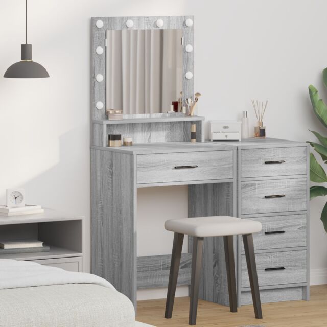 Berkfield Home Grey sonoma Particle board 50 x 41 x 135 cm Mirror Vanity Table - image 1