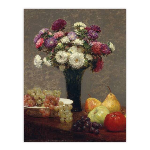 "Artery8 Asters & Fruit on a Table Latour Wall Art Poster Print - Size: W12"" x H16""" - image 1