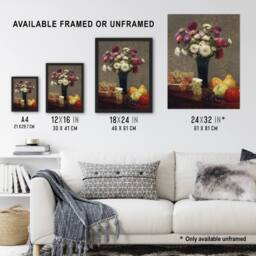 "Artery8 Asters & Fruit on a Table Latour Wall Art Poster Print - Size: W12"" x H16""" - thumbnail 3