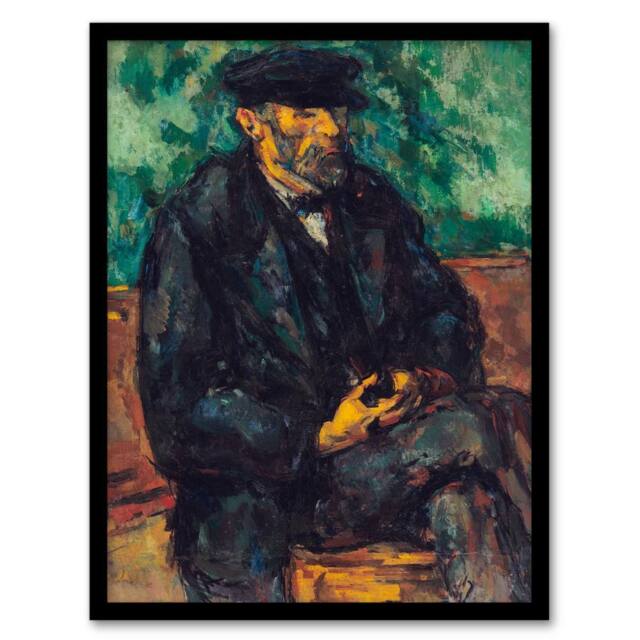 Artery8 Paul Cezanne Framed Wall Art The Gardener Vallier Portrait Painting - Size: A4 - image 1