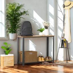 FURNOS Industrial 2 Tier Entryway Hallway Console Table in Brown - thumbnail 6