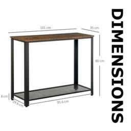 FURNOS Industrial 2 Tier Entryway Hallway Console Table in Brown - thumbnail 8