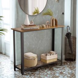 FURNOS Industrial 2 Tier Entryway Hallway Console Table in Brown - thumbnail 5
