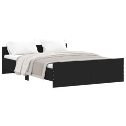Berkfield Home Bed Frame with Headboard & Footboard Black 135x190 cm Double - thumbnail 2