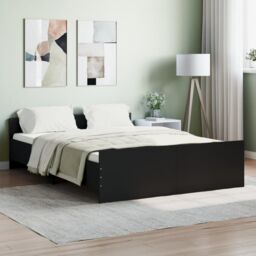 Berkfield Home Bed Frame with Headboard & Footboard Black 135x190 cm Double
