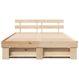 Berkfield Home with Headboard Brown 160 x 200 cm Pine wood - thumbnail 6