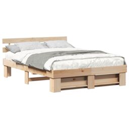 Berkfield Home with Headboard Brown 160 x 200 cm Pine wood - thumbnail 3