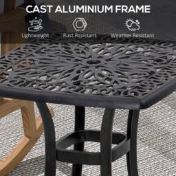 OUTSUNNY Cast Aluminium Bistro Table with Umbrella Hole, Bronze Tone - thumbnail 5