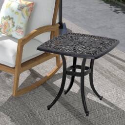 OUTSUNNY Cast Aluminium Bistro Table with Umbrella Hole, Bronze Tone
