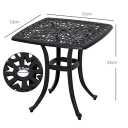 OUTSUNNY Cast Aluminium Bistro Table with Umbrella Hole, Bronze Tone - thumbnail 3