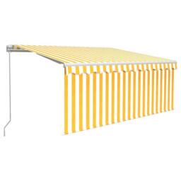 Berkfield Home Manual Retractable Awning with Blind 3.5x2.5m Yellow&White in Yellow