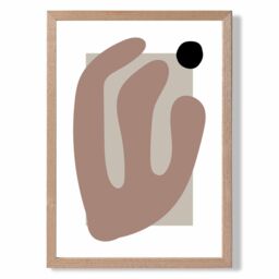 ARTZE Matisse Floral Cutout Brown & Beige Framed Print SIZE: A4 with Oak Frame - Size: A3 - thumbnail 1