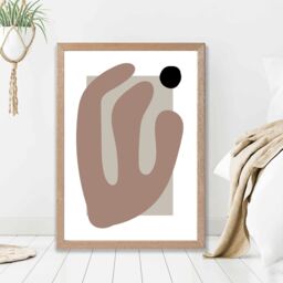 ARTZE Matisse Floral Cutout Brown & Beige Framed Print SIZE: A4 with Oak Frame - Size: A3 - thumbnail 2