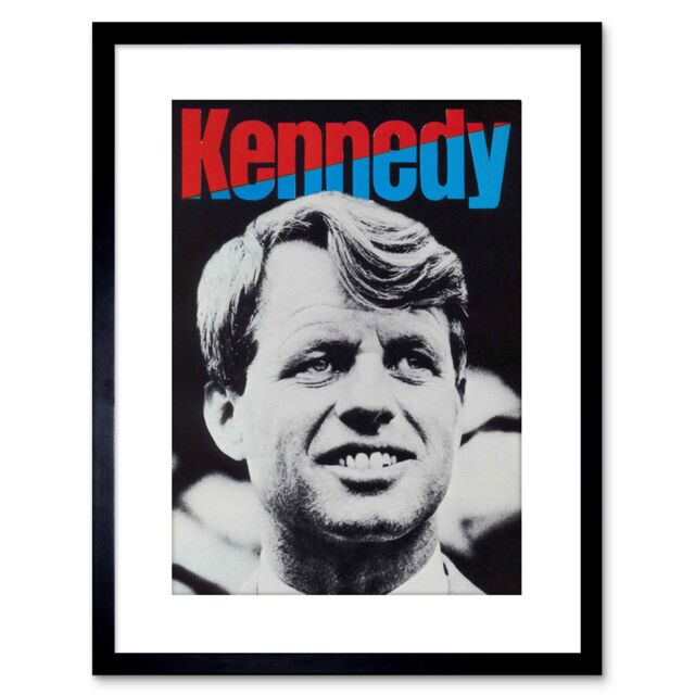 "Artery8 Wall Art Print Political Advert Bobby Kennedy Tribute Civil Rights Sirhan Artwork Framed 9X7 Inch in Black - Size: W7"" x H9""" - image 1