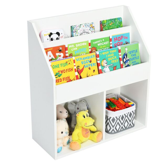 Gymax Bookshelf Toy Storage Cabinet Organizer With Open Shelves in White - image 1