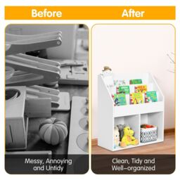Gymax Bookshelf Toy Storage Cabinet Organizer With Open Shelves in White - thumbnail 8