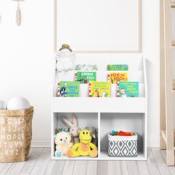 Gymax Bookshelf Toy Storage Cabinet Organizer With Open Shelves in White - thumbnail 7