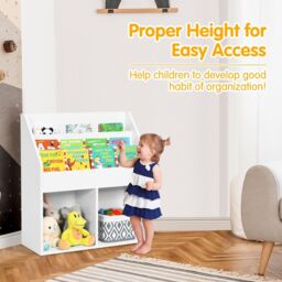 Gymax Bookshelf Toy Storage Cabinet Organizer With Open Shelves in White - thumbnail 6