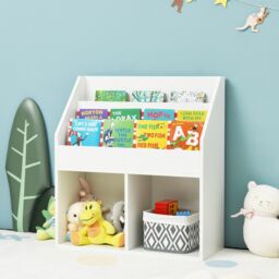 Gymax Bookshelf Toy Storage Cabinet Organizer With Open Shelves in White - thumbnail 5