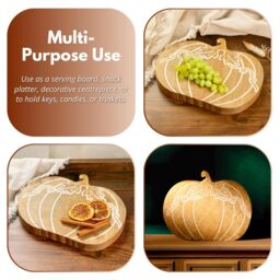 Marco Paul 25cm Wooden Pumpkin Home Décor Free-Standing Autumn Decoration in Beige - thumbnail 5