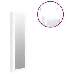 Berkfield Home Mirror Jewellery Cabinet Wall Mounted White 30x8.5x106 cm - thumbnail 9