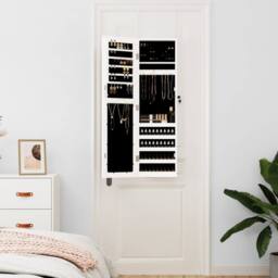Berkfield Home Mirror Jewellery Cabinet Wall Mounted White 30x8.5x106 cm