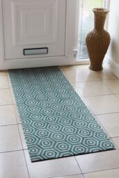 JVL Mega Machine Washable Runner Doormat 57 x 150 cm Geo Hex in Teal - Size: 57 cm x 150 cm - thumbnail 2