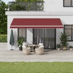 Berkfield Home Manual Retractable Awning Burgundy 500x300 cm in Black