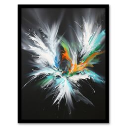 "Artery8 Abstract Modern Art Paint Splat Dark Feathers Framed Art Print - Size: W12"" x H16""" - thumbnail 1