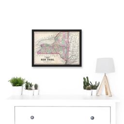 Artery8 1873 Beers Map New York State Long Island Brooklyn Vintage A4 Artwork Framed Wall Art Print in Black - thumbnail 2