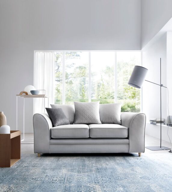 Abakus Direct Chicago Spill-Proof Velvet 2 Seater Sofa in Light Grey - image 1
