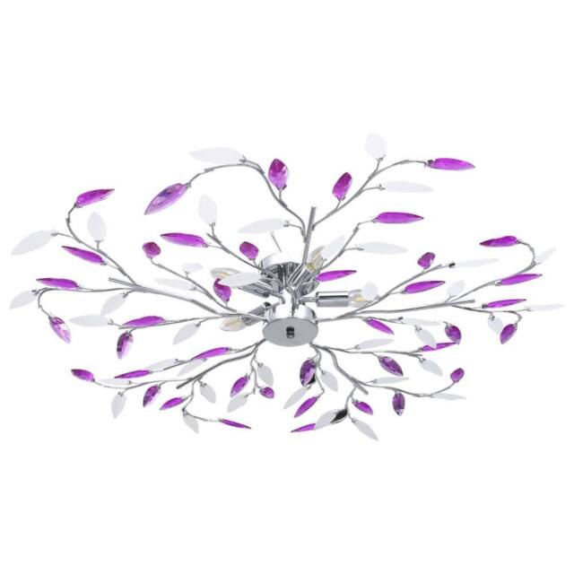 Berkfield Home Ceiling Lamp with Acrylic Crystal Leaf Arms for 5 E14 Bulbs Purple - image 1