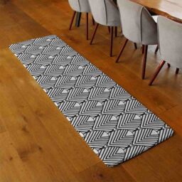 Benjamin Tate Design Black Geometric Decoration Runner Rug in Natural - Size: 67 cm x 230 cm - thumbnail 2