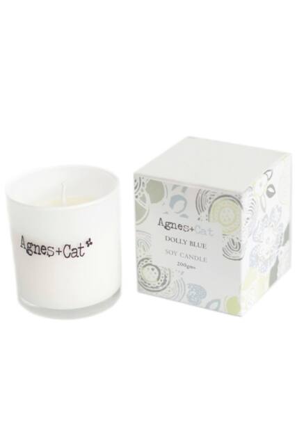 KDMD Agnes & Cat Dolly Blue Soy Votive Candle in White - image 1