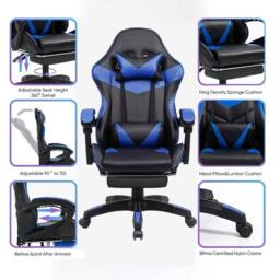 EONLION Gaming Chair Leather Racing Home Executive in Black - Size: 100 cm - thumbnail 4