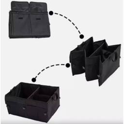 NESTLUNE Foldable Car Boot Organiser Heavy Duty Portable Storage Box in Black - Size: Large - thumbnail 3
