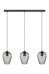 Eglo Newtown Vintage 3-Light Pendant With Black Caged Shades - thumbnail 4