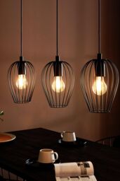 Eglo Newtown Vintage 3-Light Pendant With Black Caged Shades - thumbnail 1