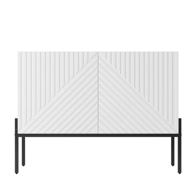 KORVIXA Modern Sideboard Buffet White Storage Cabinet - Size: 100 cm x 100 cm - image 1