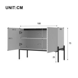 KORVIXA Modern Sideboard Buffet White Storage Cabinet - Size: 100 cm x 100 cm - thumbnail 2