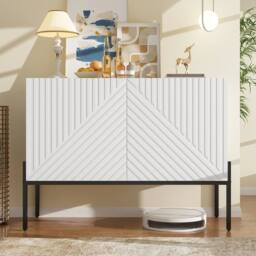KORVIXA Modern Sideboard Buffet White Storage Cabinet - Size: 100 cm x 100 cm - thumbnail 3