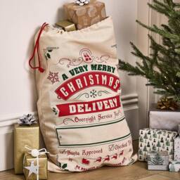 Dibor Traditional Christmas Delivery Sack Childrens Gift Bag in Beige
