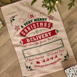 Dibor Traditional Christmas Delivery Sack Childrens Gift Bag in Beige - thumbnail 5